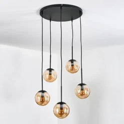 hofstein Gastor Suspension, Boule lumineuse, Suspension Ambre, 5 lumières