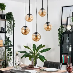 hofstein Gastor Suspension, Boule lumineuse, Suspension Ambre, 5 lumières