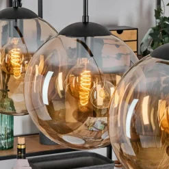 hofstein Gastor Suspension, Boule lumineuse, Suspension Ambre, 3 lumières