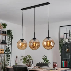 hofstein Gastor Suspension, Boule lumineuse, Suspension Ambre, 3 lumières