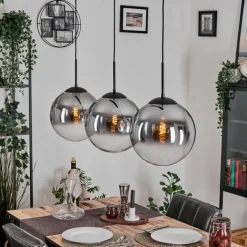hofstein Gastor Suspension, Boule lumineuse, Suspension Clair, Fumé, 3 lumières
