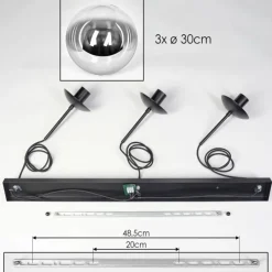 hofstein Gastor Suspension, Boule lumineuse, Suspension Clair, Fumé, 3 lumières