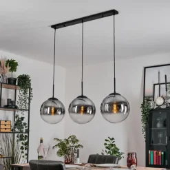 hofstein Gastor Suspension, Boule lumineuse, Suspension Clair, Fumé, 3 lumières