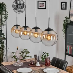 hofstein Gastor Suspension, Boule lumineuse, Suspension Ambre, Clair, 4 lumières