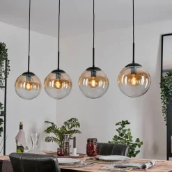 hofstein Gastor Suspension, Boule lumineuse, Suspension Ambre, Clair, 4 lumières