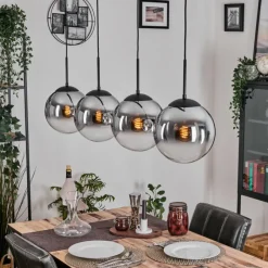 hofstein Gastor Suspension, Boule lumineuse, Suspension Chrome, Clair, Fumé, 4 lumières