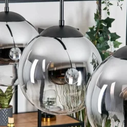 hofstein Gastor Suspension, Boule lumineuse, Suspension Chrome, Clair, Fumé, 4 lumières