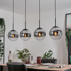 hofstein Gastor Suspension, Boule lumineuse, Suspension Chrome, Clair, Fumé, 4 lumières