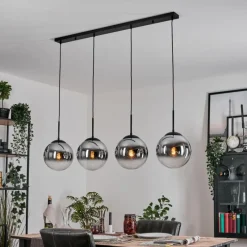 hofstein Gastor Suspension, Boule lumineuse, Suspension Chrome, Clair, Fumé, 4 lumières