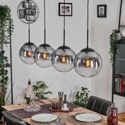 hofstein Gastor Suspension, Boule lumineuse, Suspension Clair, Fumé, 4 lumières