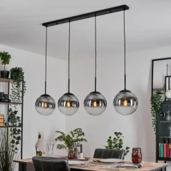 hofstein Gastor Suspension, Boule lumineuse, Suspension Clair, Fumé, 4 lumières