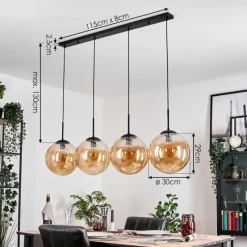 hofstein Gastor Suspension, Boule lumineuse, Suspension Ambre, 4 lumières