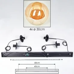 hofstein Gastor Suspension, Boule lumineuse, Suspension Ambre, 4 lumières