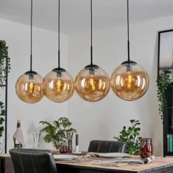 hofstein Gastor Suspension, Boule lumineuse, Suspension Ambre, 4 lumières