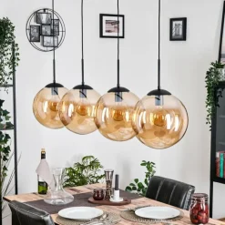 hofstein Gastor Suspension, Boule lumineuse, Suspension Ambre, 4 lumières