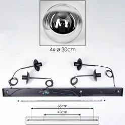 hofstein Gastor Suspension, Boule lumineuse, Suspension Chrome, Clair, Fumé, 4 lumières