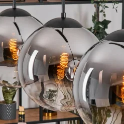 hofstein Gastor Suspension, Boule lumineuse, Suspension Chrome, Clair, Fumé, 4 lumières