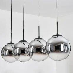 hofstein Gastor Suspension, Boule lumineuse, Suspension Chrome, Clair, Fumé, 4 lumières