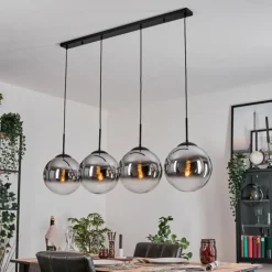 hofstein Gastor Suspension, Boule lumineuse, Suspension Chrome, Clair, Fumé, 4 lumières
