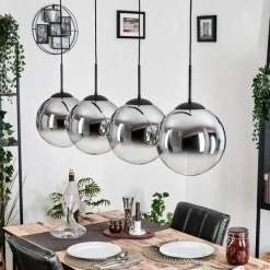 hofstein Gastor Suspension, Boule lumineuse, Suspension Chrome, Clair, Fumé, 4 lumières