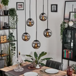 hofstein Gastor Suspension, Boule lumineuse, Suspension Fumé, 5 lumières