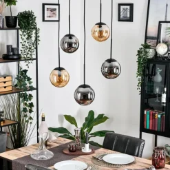 Suspension Verre Fumé-hofstein Gastor Suspension, Boule lumineuse, Suspension Ambre, Fumé, 5 lumières