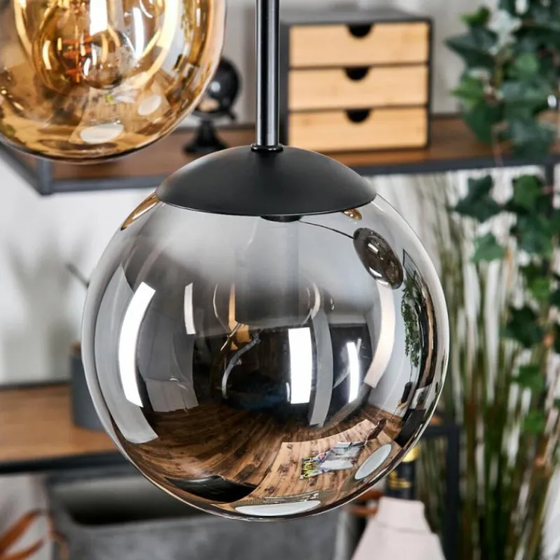 Suspension Verre Fumé-hofstein Gastor Suspension, Boule lumineuse, Suspension Ambre, Fumé, 5 lumières