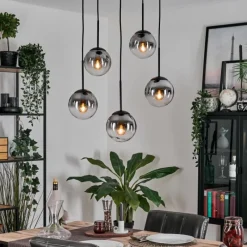 hofstein Gastor Suspension, Boule lumineuse, Suspension Clair, Fumé, 5 lumières