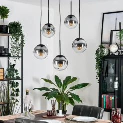 hofstein Gastor Suspension, Boule lumineuse, Suspension Clair, Fumé, 5 lumières