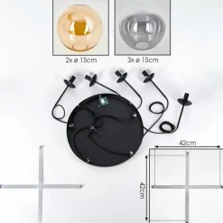 hofstein Gastor Suspension, Boule lumineuse, Suspension Ambre, Clair, Fumé, 5 lumières