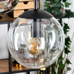 hofstein Gastor Suspension, Boule lumineuse, Suspension Ambre, Clair, Fumé, 5 lumières