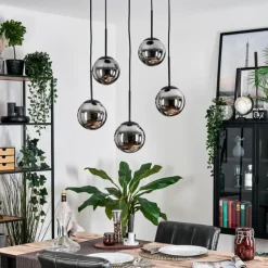 hofstein Gastor Suspension, Boule lumineuse, Suspension Chrome, Fumé, 5 lumières