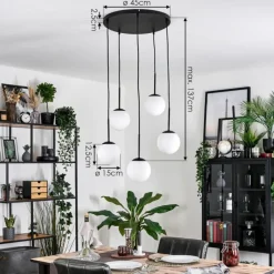 hofstein Gastor Suspension, Boule lumineuse, Suspension Blanc, 5 lumières