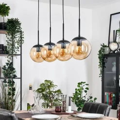 hofstein Gastor Suspension, Boule lumineuse, Suspension Ambre, 4 lumières