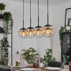 hofstein Gastor Suspension, Boule lumineuse, Suspension Ambre, Clair, 4 lumières