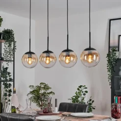 hofstein Gastor Suspension, Boule lumineuse, Suspension Ambre, Clair, 4 lumières