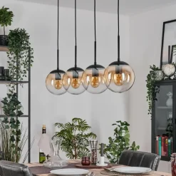 hofstein Gastor Suspension, Boule lumineuse, Suspension Ambre, Clair, 4 lumières