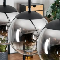 hofstein Gastor Suspension, Boule lumineuse, Suspension Chrome, Fumé, 4 lumières