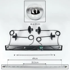 hofstein Gastor Suspension, Boule lumineuse, Suspension Chrome, Fumé, 4 lumières