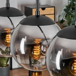 hofstein Gastor Suspension, Boule lumineuse, Suspension Chrome, Fumé, 4 lumières