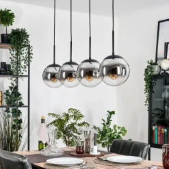 hofstein Gastor Suspension, Boule lumineuse, Suspension Chrome, Fumé, 4 lumières