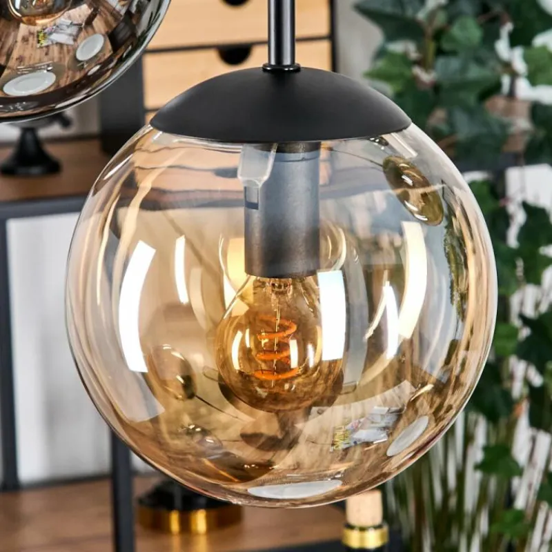 Suspension Verre Fumé-hofstein Gastor Suspension, Boule lumineuse, Suspension Ambre, Fumé, 5 lumières