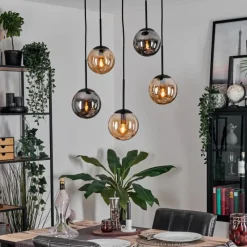 Suspension Verre Fumé-hofstein Gastor Suspension, Boule lumineuse, Suspension Ambre, Fumé, 5 lumières