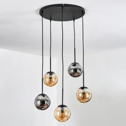 Suspension Verre Fumé-hofstein Gastor Suspension, Boule lumineuse, Suspension Ambre, Fumé, 5 lumières