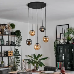 Suspension Verre Fumé-hofstein Gastor Suspension, Boule lumineuse, Suspension Ambre, Fumé, 5 lumières