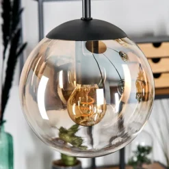 hofstein Gastor Suspension, Boule lumineuse, Suspension Ambre, Clair, 5 lumières