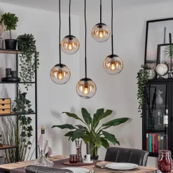 hofstein Gastor Suspension, Boule lumineuse, Suspension Ambre, Clair, 5 lumières
