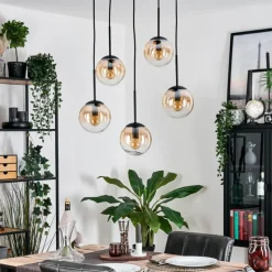 hofstein Gastor Suspension, Boule lumineuse, Suspension Ambre, Clair, 5 lumières