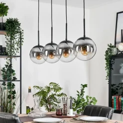 Suspension Verre Fumé-hofstein Gastor Suspension, Boule lumineuse, Suspension Clair, Fumé, 4 lumières
