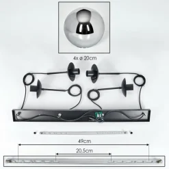 hofstein Gastor Suspension, Boule lumineuse, Suspension Chrome, Fumé, 4 lumières
